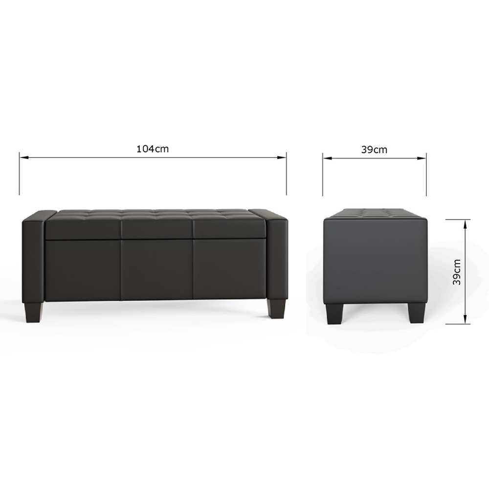 GFW Verona Black Ottoman Storage Bench Image 9