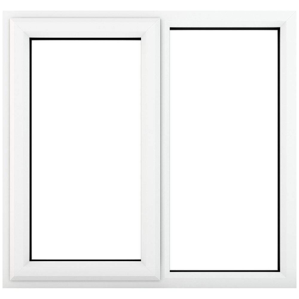 Crystal uPVC Double Glazed Window LH Side Hung Next to a Fixed White Clear Glass 1190x1115mm Image 1