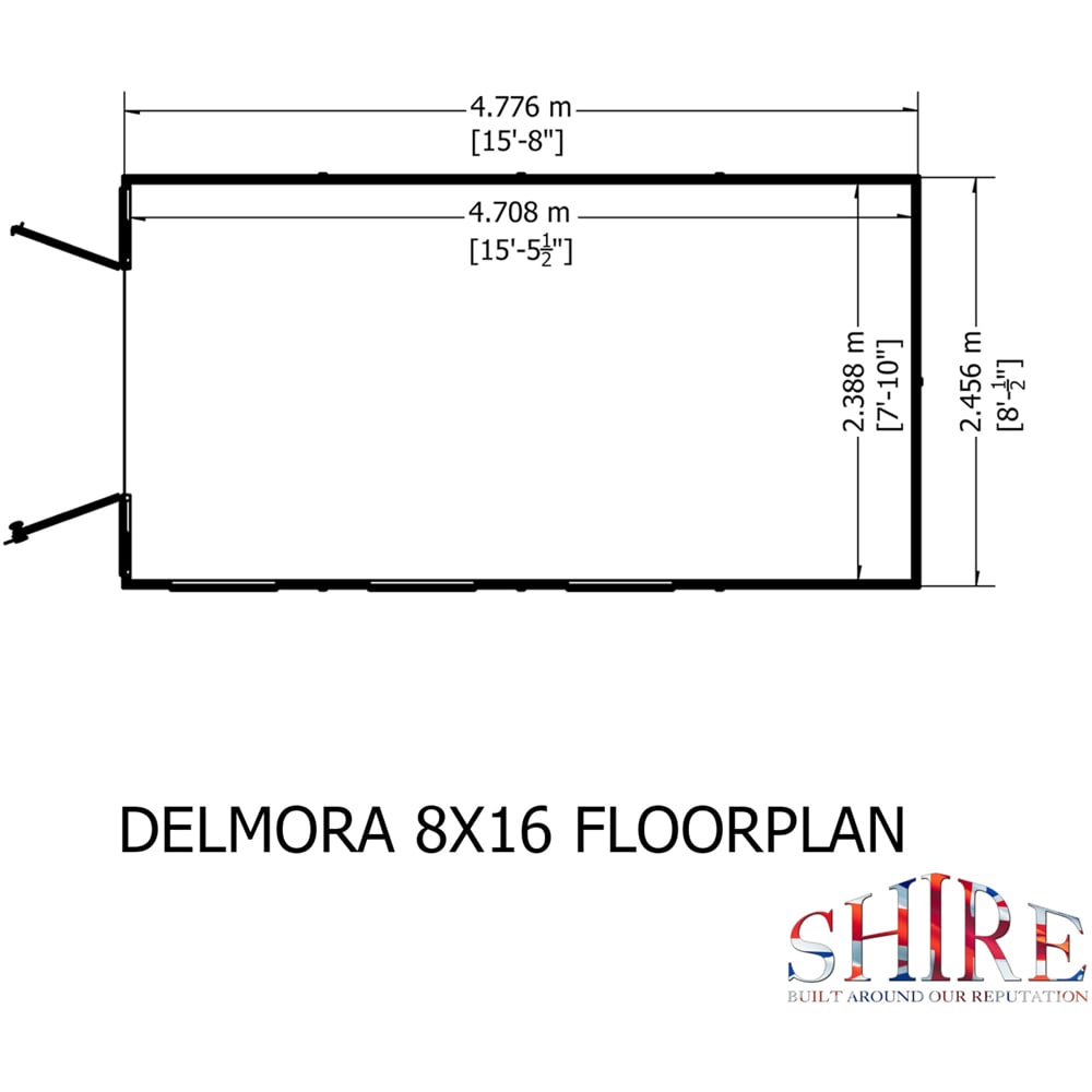 Shire Delmora 8 x 16ft Double Door Traditional Summerhouse Image 9