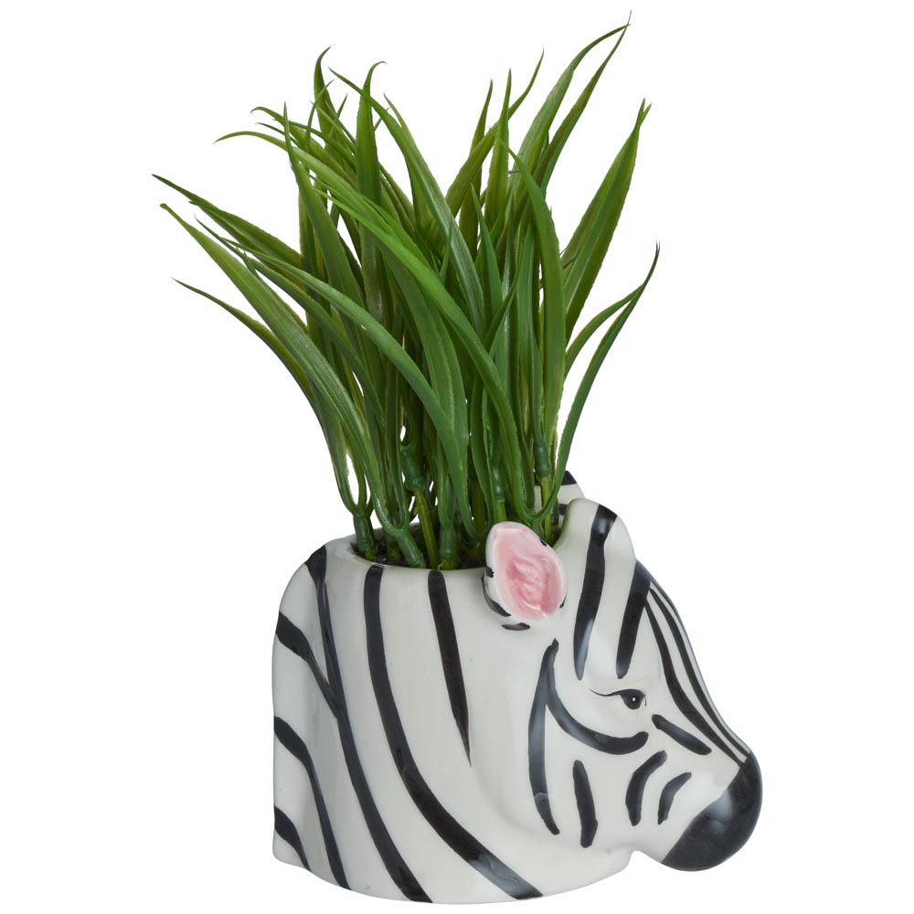 Wilko Faux Air Grass in Zebra Head Planter Image 2