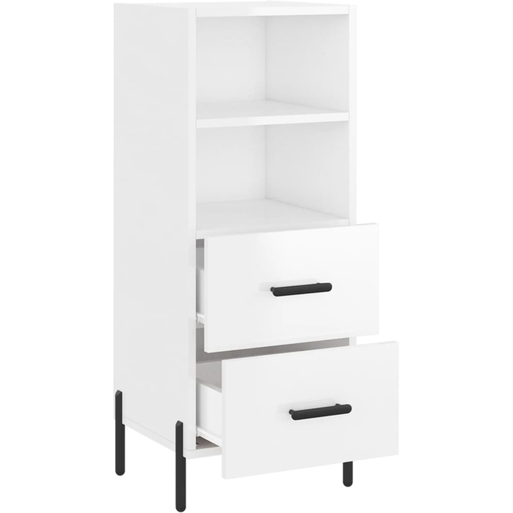vidaXL 2 Drawer 2 Shelf High Gloss White Sideboard Image 5