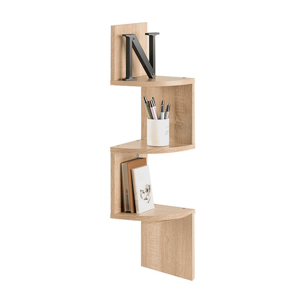 Living and Home Multi Tiered Natural Wall Corner Shelf 19.5 x 81cm Image 4