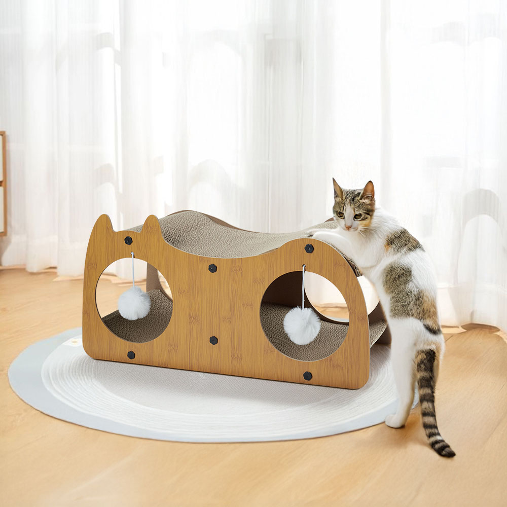 H&O Direct 2 in 1 Wooden Cat Scratching House 55 x 27.5 x 28cm Image 2