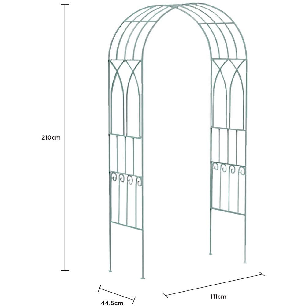 Charles Bentley Wrought Iron Arch Sage Green Image 3