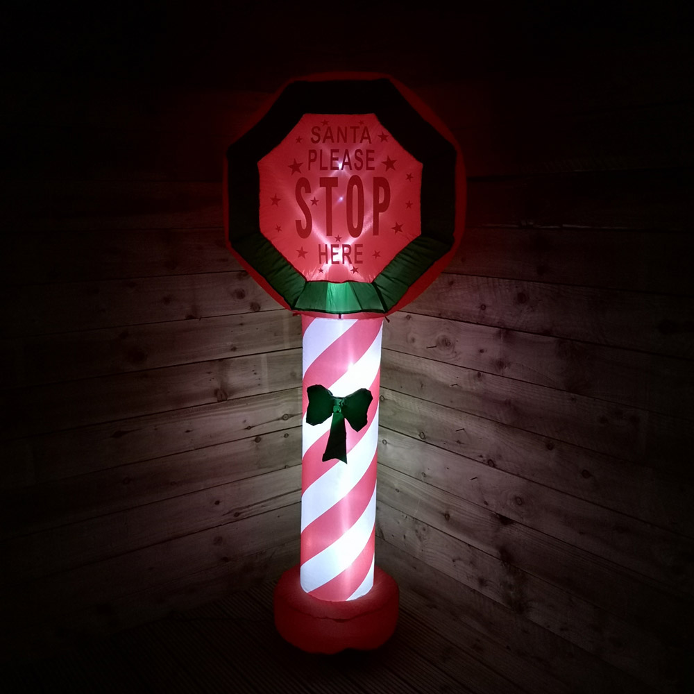 Samuel Alexander Santa Stop Here Lit Inflatable Christmas Sign 6ft Image 6