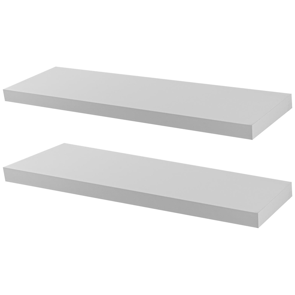 Harbour Housewares 100cm 2 Pack White Floating Wall Shelf Image 2