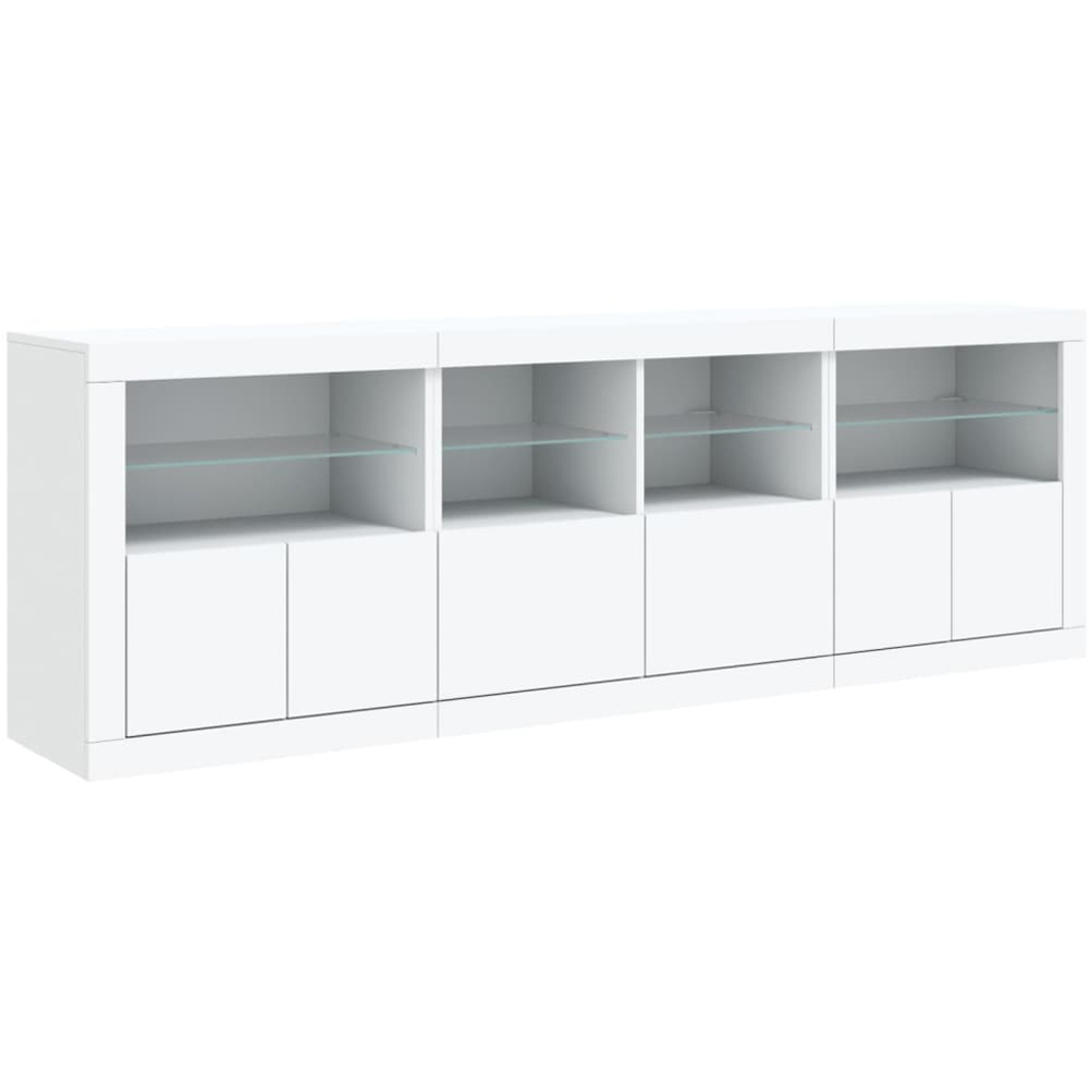 vidaXL 6 Door 8 Shelf White LED Sideboard 3 Piece Image 4