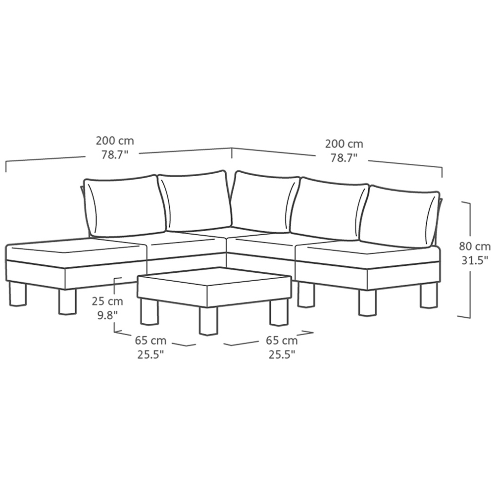 Keter Elements 5 Seater Grey Sofa Lounge Set Image 9