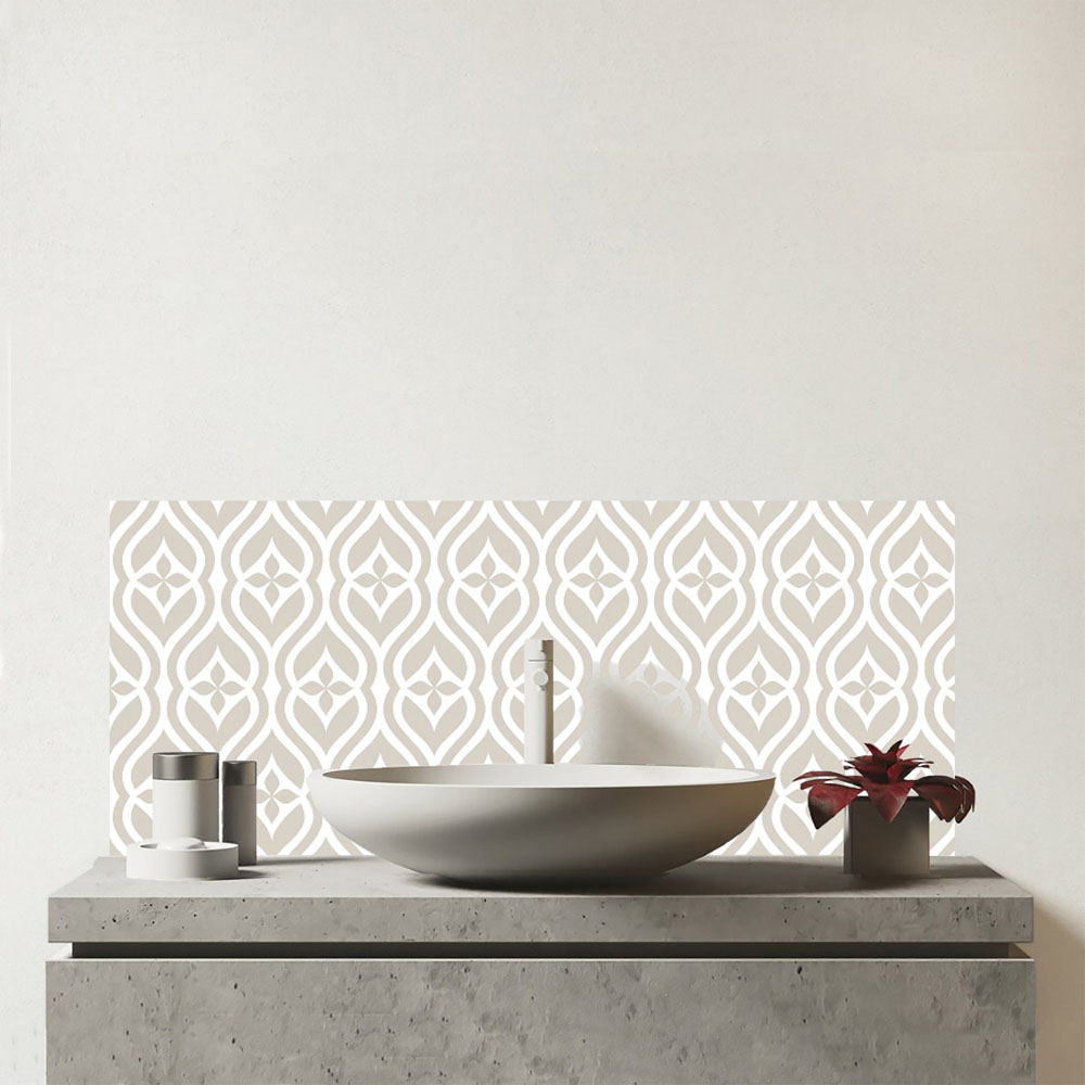 Warren Reed Designer Abstract Ornament Pattern Glass Bathroom Splashback 25 x 60cm Image 1