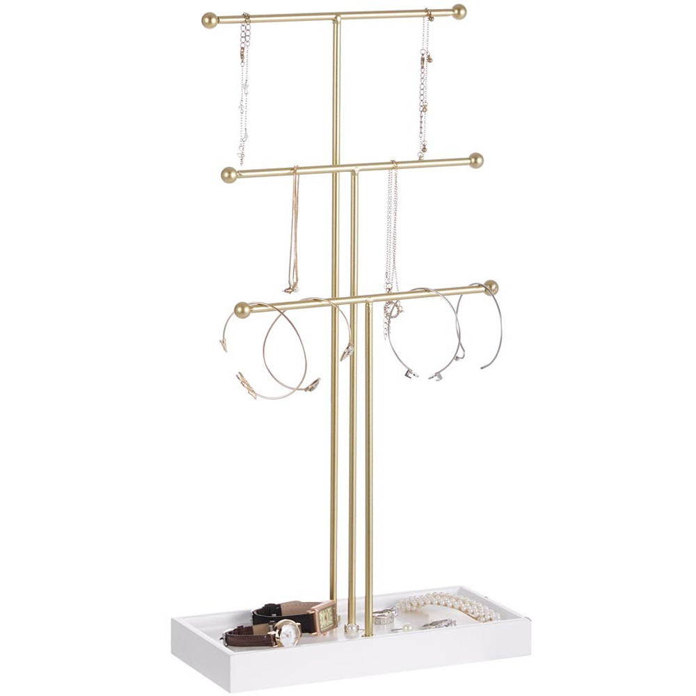 H&O Direct 3 Tier Gold Jewellery Display Stand Image 3
