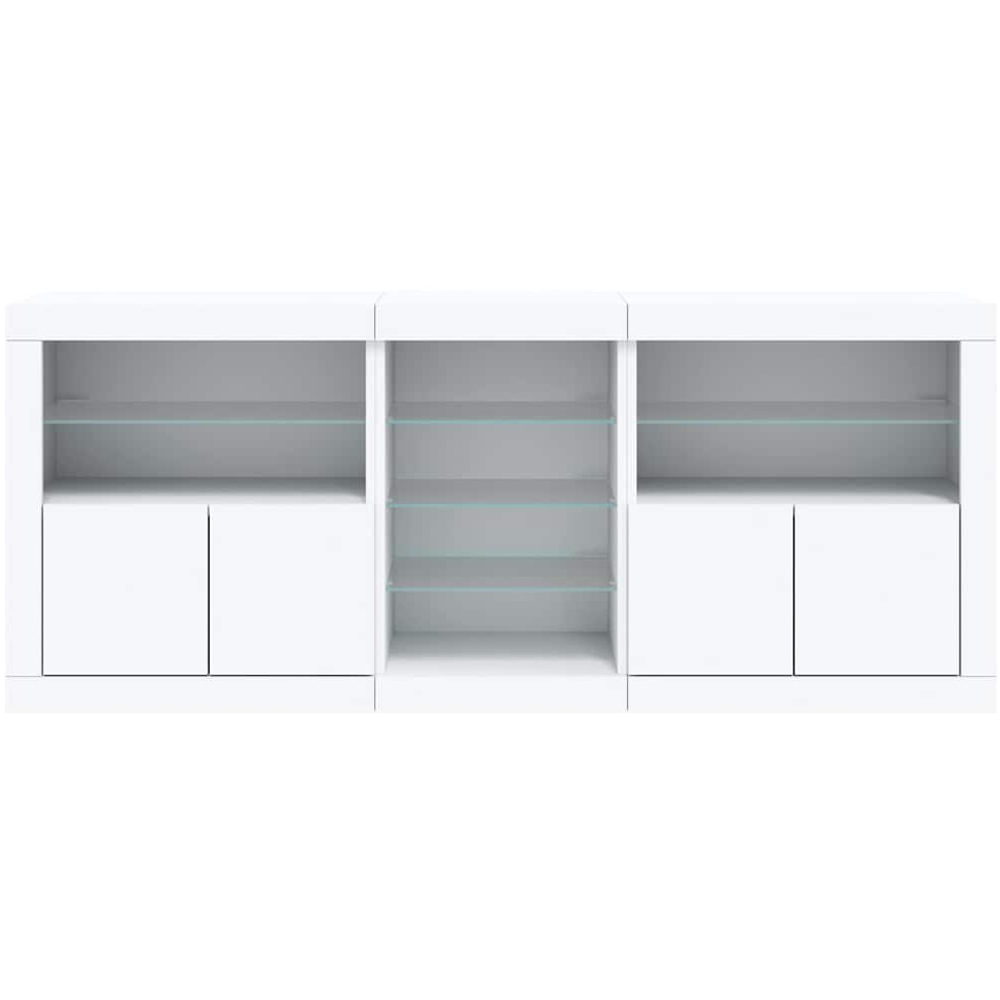 vidaXL 4 Door 8 Shelf White LED Sideboard 3 Piece Image 6