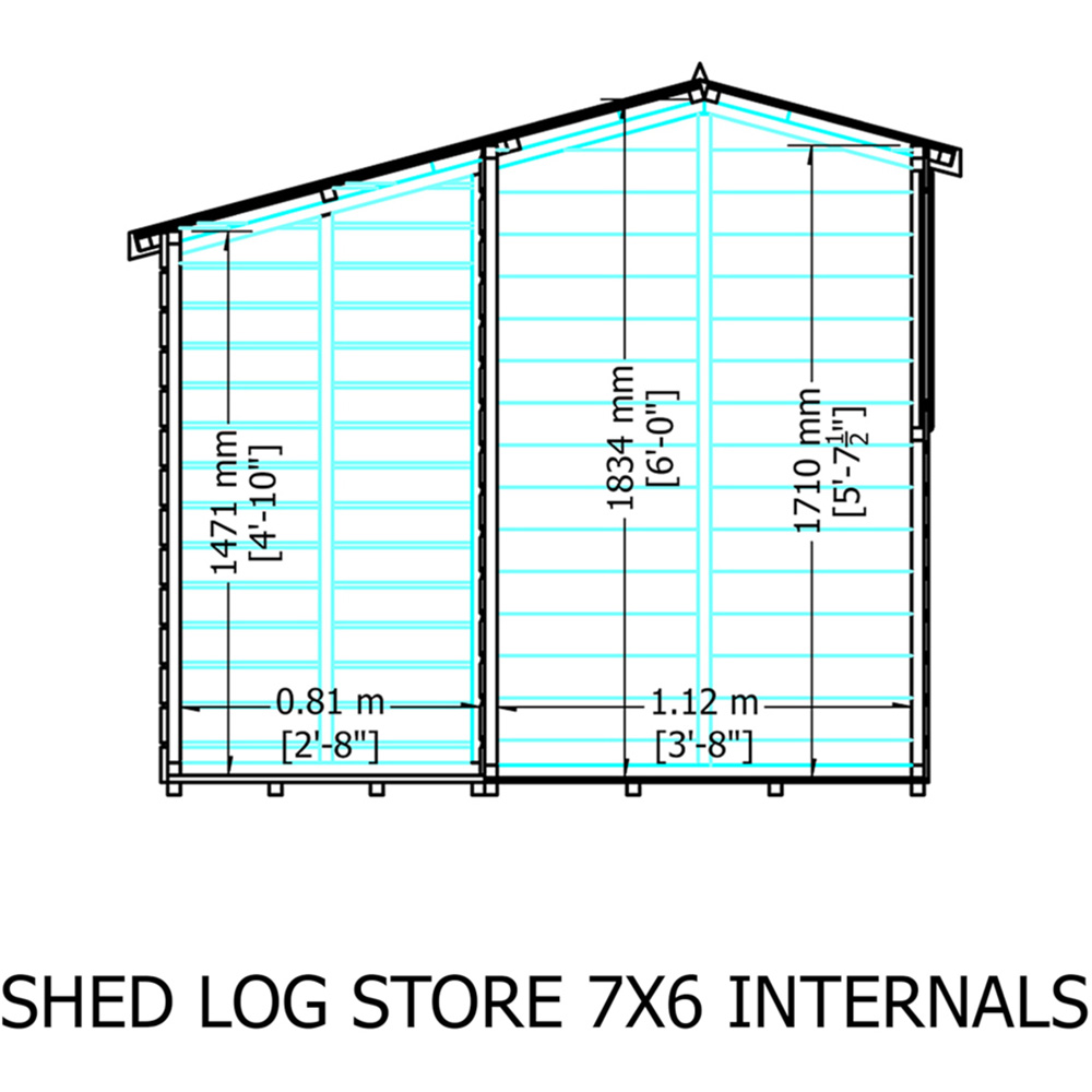Shire 6 x 6ft Pressure Treated Wooden Apex Shed with Log Store Image 8