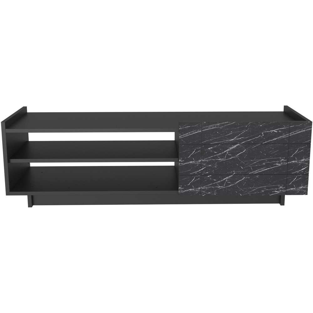 Decorotika Valantina Single Door 2 Shelf Black Marble Effect and Black TV Unit Image 3