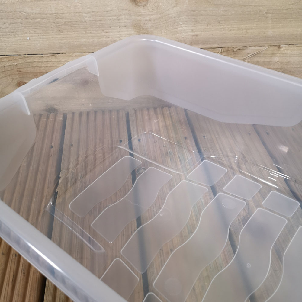 Samuel Alexander 42L Clear Under Bed Stackable Storage Box with Black Lid 4 Pack Image 5
