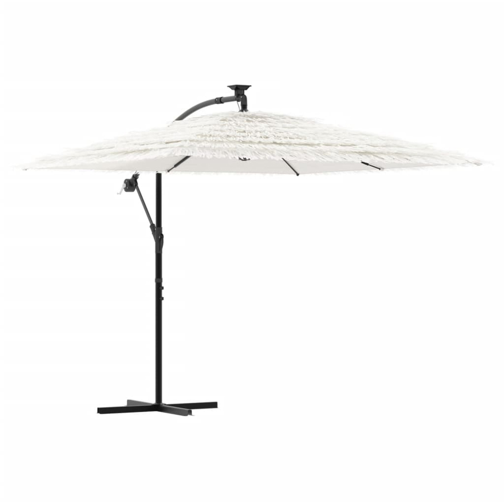 vidaXL White Straw Top Cantilever Parasol with Steel Pole 2.4m Image 1