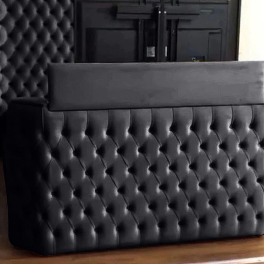 Eleganza Home Elisa Double Steel Plush Velvet TV Bed Frame with Curved Headboard Image 3