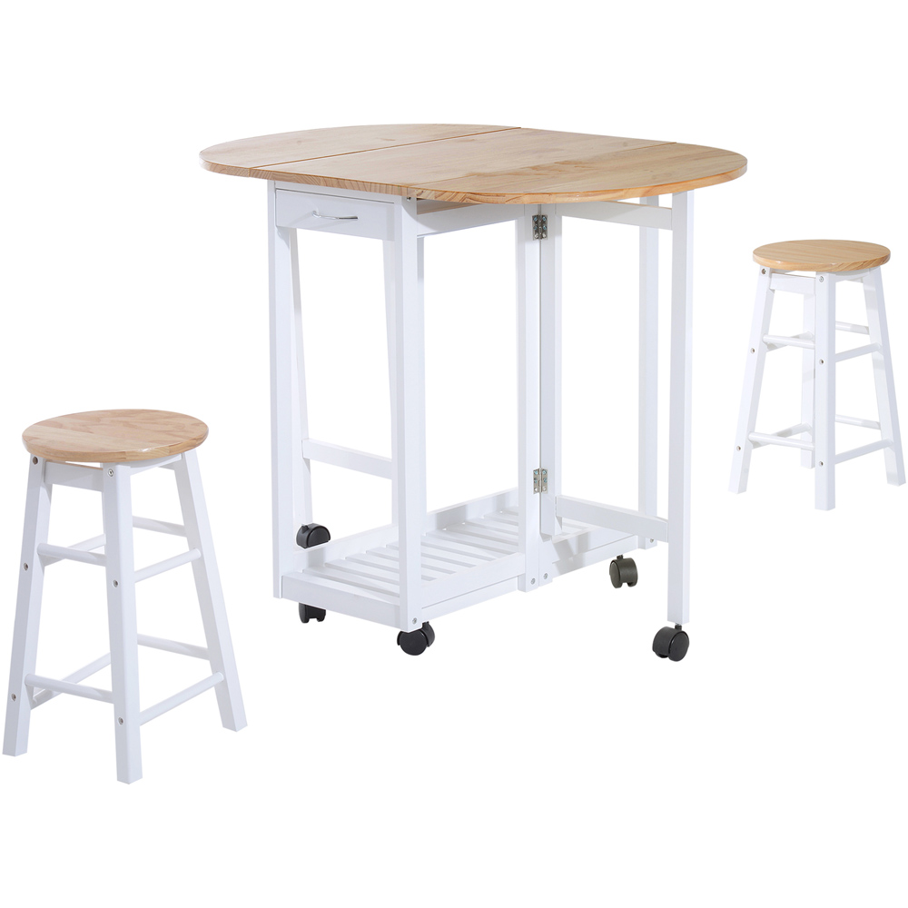 Portland 2 Seater Wooden Folding Bar Table with Stools Image 2