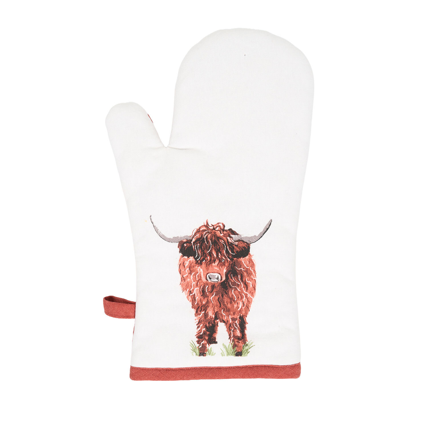 Highland Cow Design Single Oven Glove White Image 2