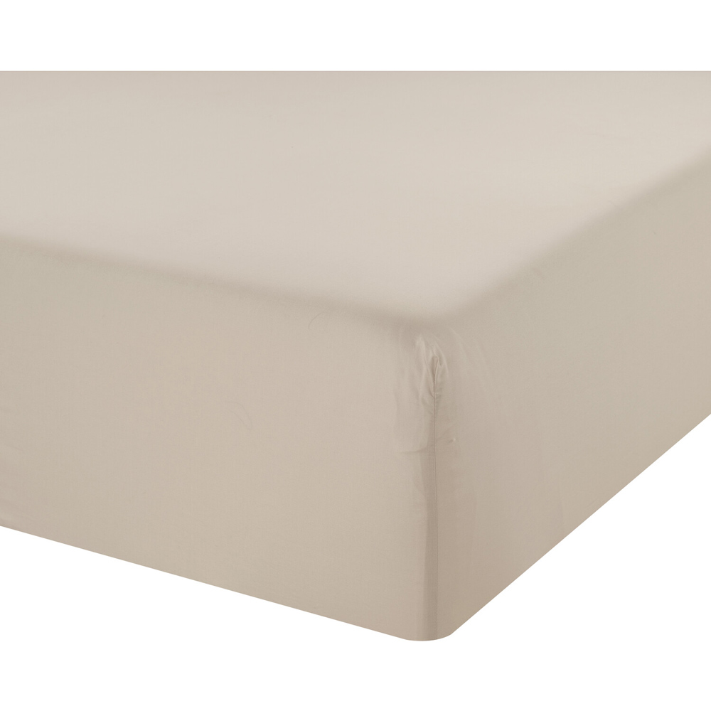Egyptian Cotton Deep Fitted Bed Sheet Natural Superking Image 2