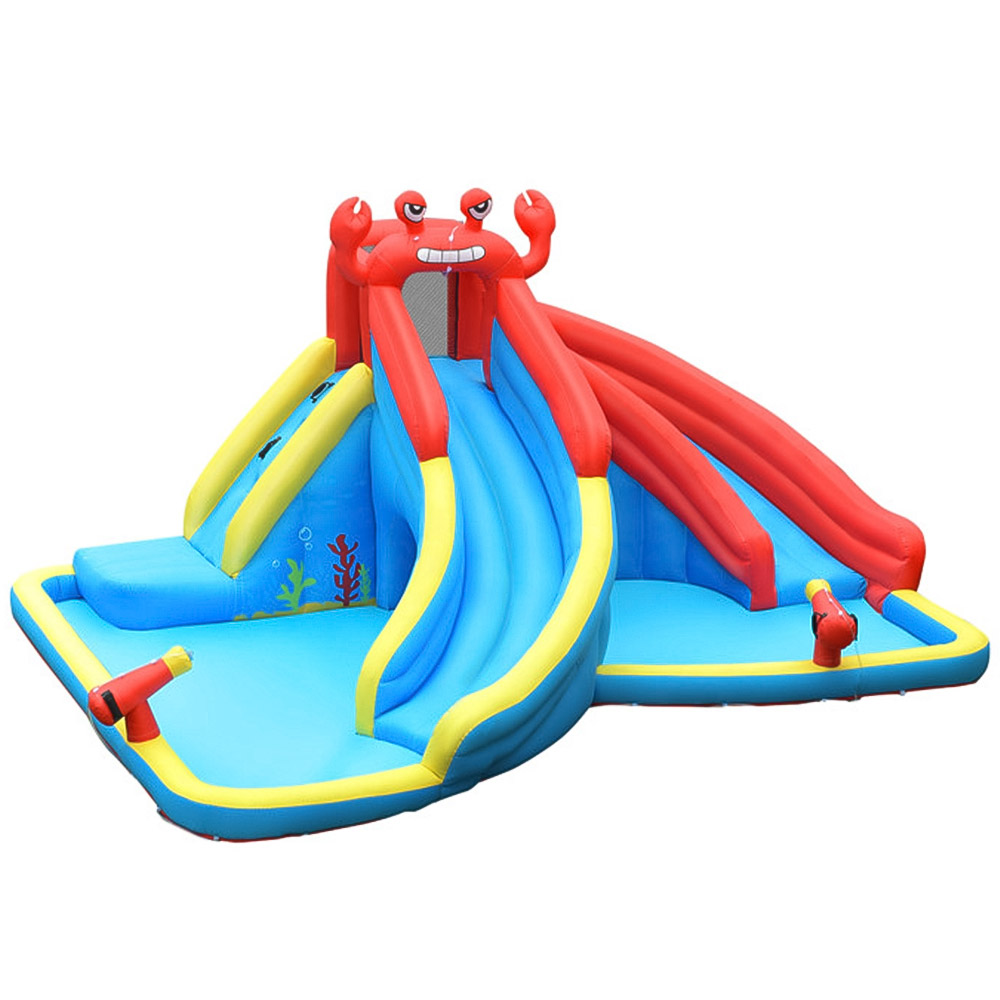 Costway Crab Themed Water Slide Bounce House with Climbing Wall Image 1