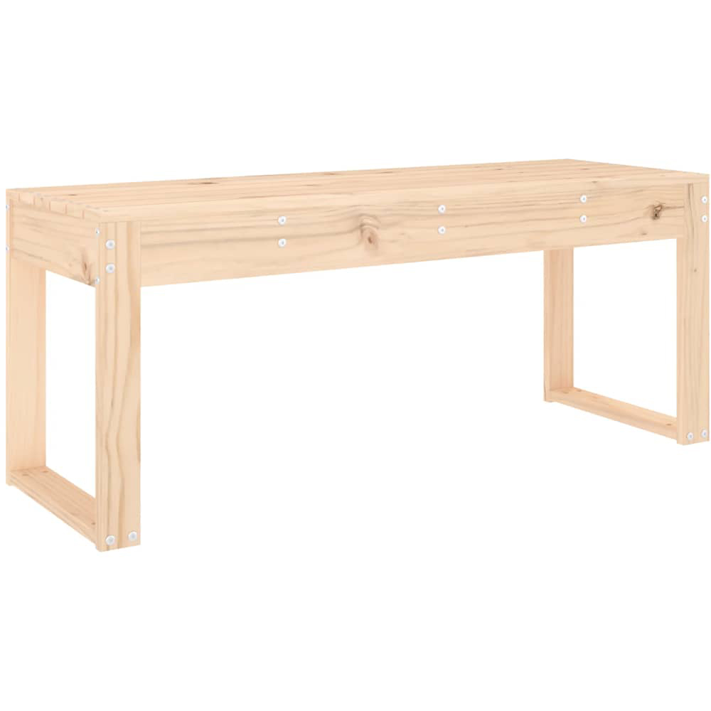 vidaXL Natural Solid Pine Wood Slatted Garden Bench 110 x 38 x 45cm Image 2