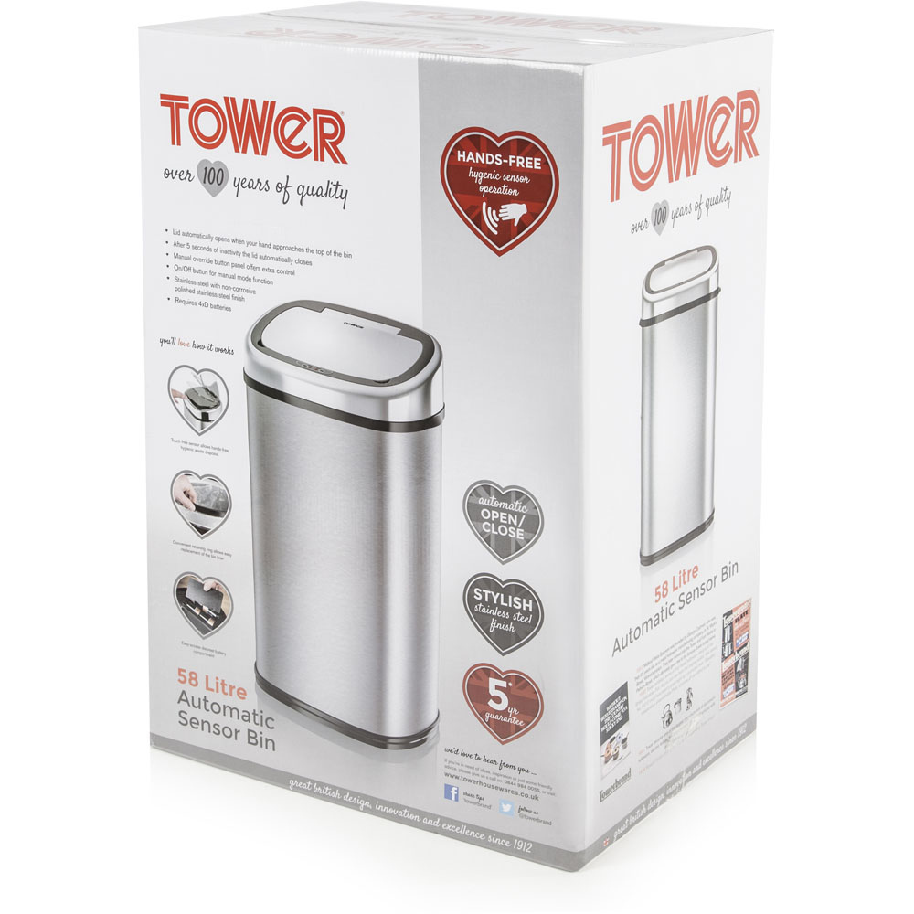 Tower Steel Square Sensor Bin 58L Image 9