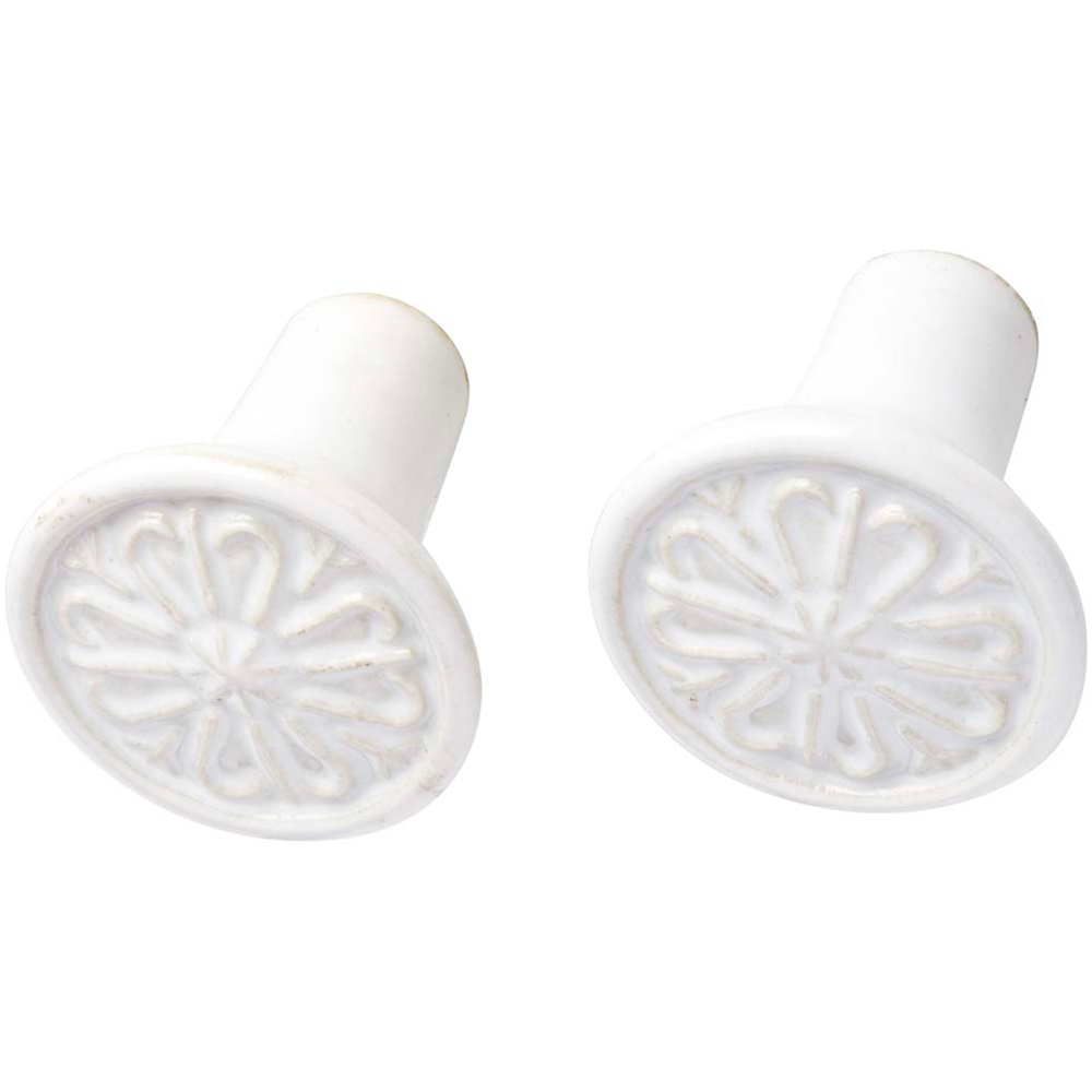 Wilko EP White Ceramic Flower Head Door Knobs 2 Pack Wilko