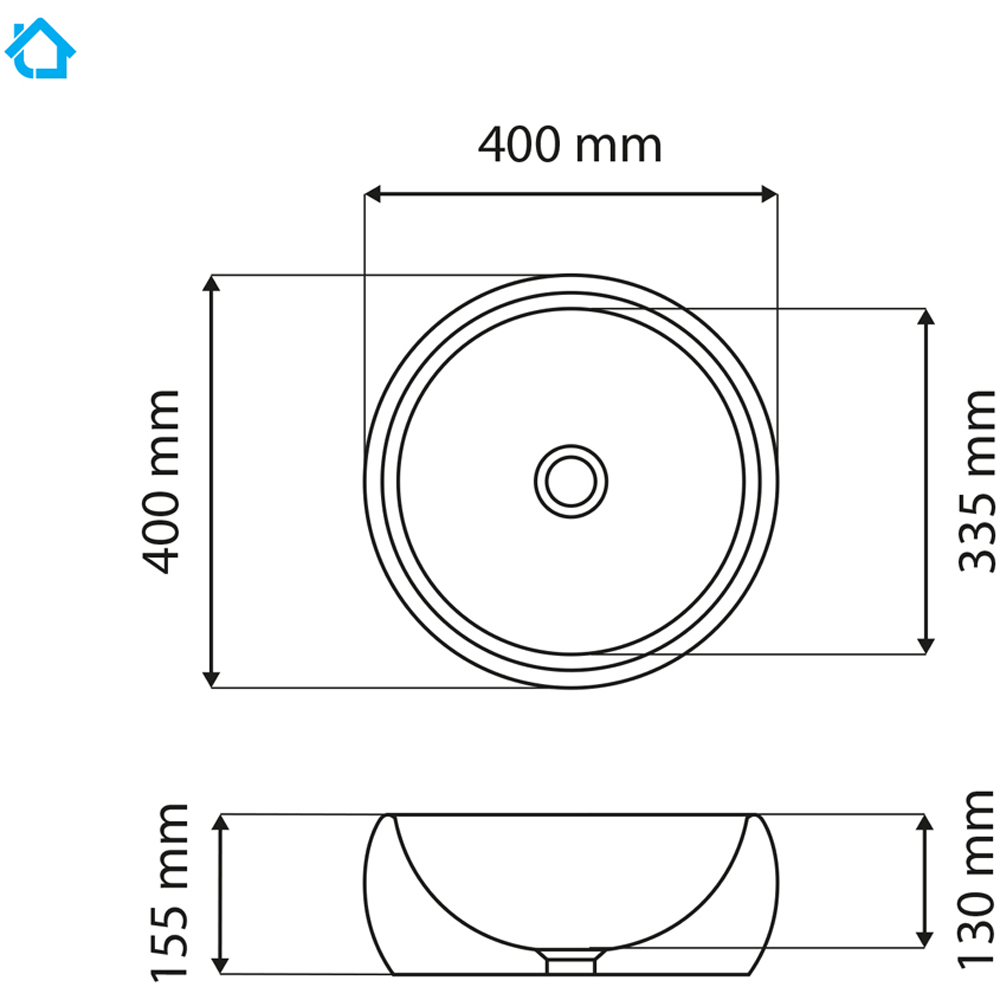 Limoge White Ceramic Domed Round Countertop Basin 400mm Image 3