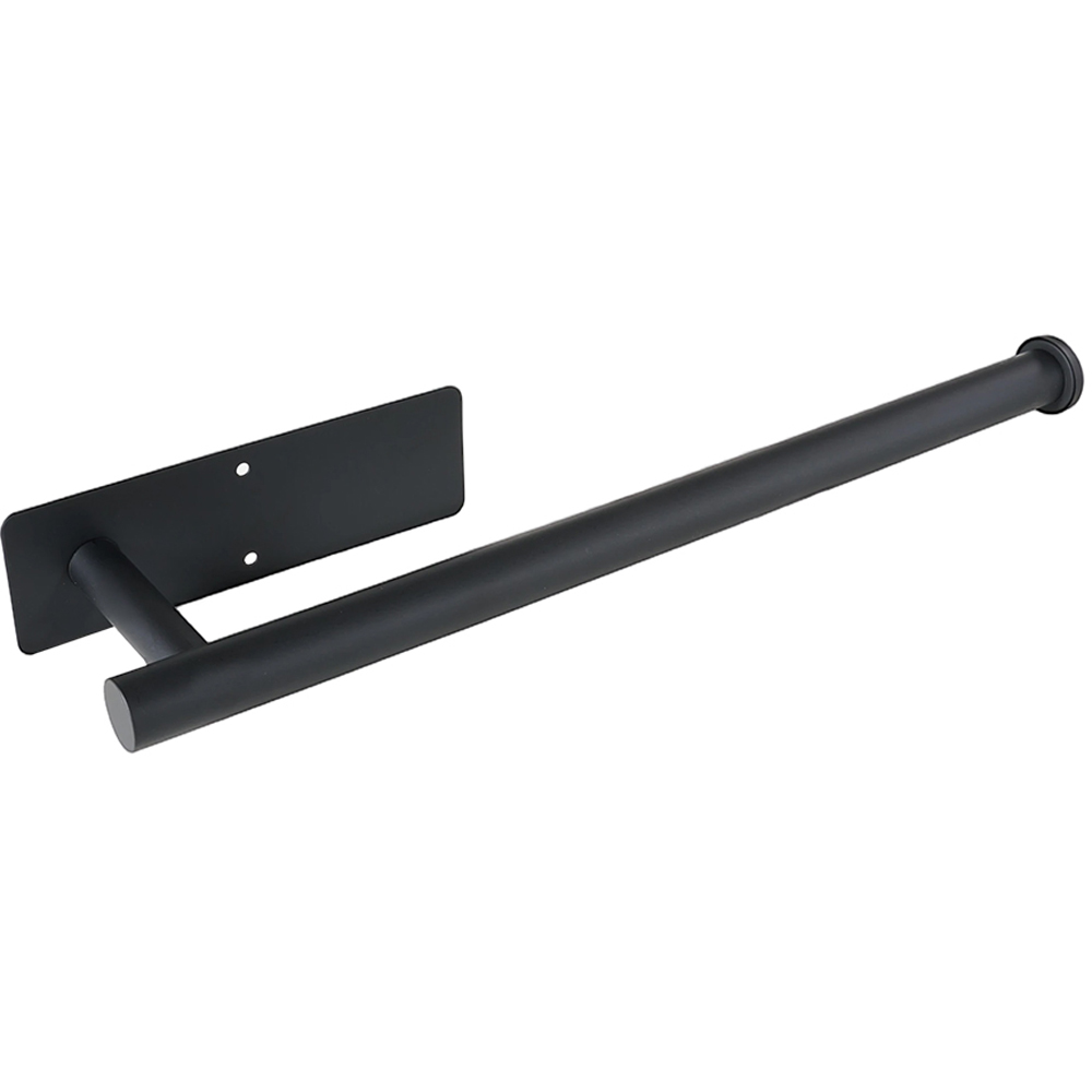 Living and Home 2-in-1 Black Wall-Mounted Towel and Toilet Roll Holder 34cm Image 4