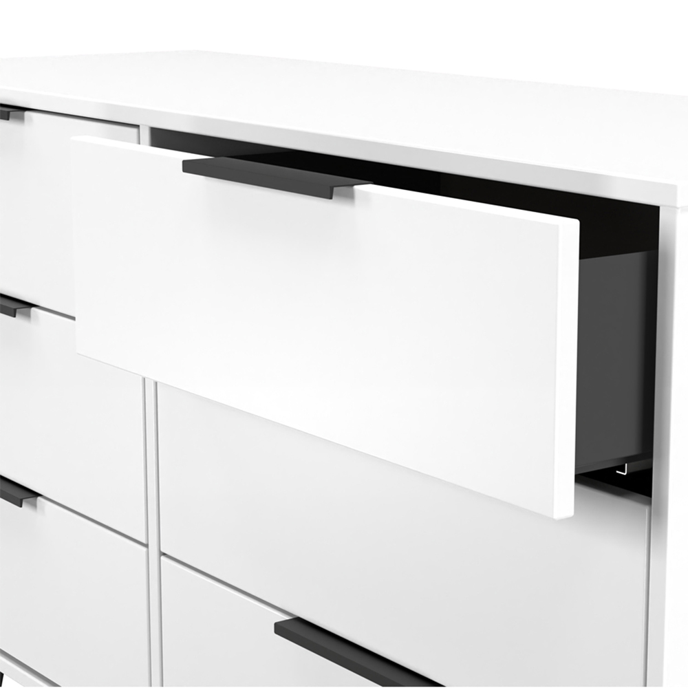 Crowndale Hong Kong 6 Drawer Matt White Wide Chest of Drawers Ready Assembled Image 4