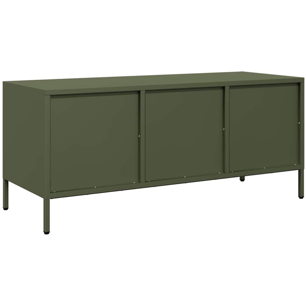 vidaXL 3 Drawer Olive Green Steel Industrial Style TV Cabinet Image 6