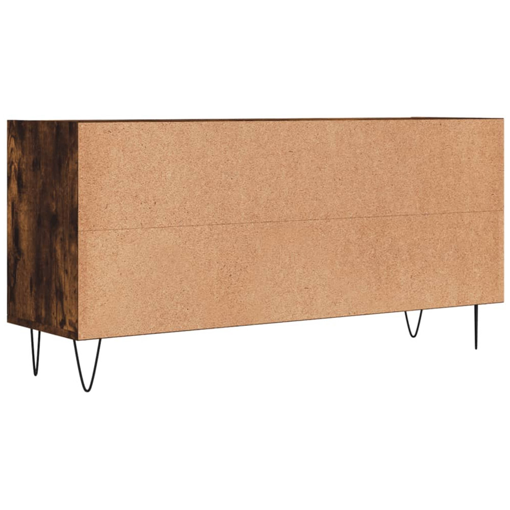 vidaXL 6 Open Shelf Smoked Oak TV Cabinet with Black Metal Legs Image 6