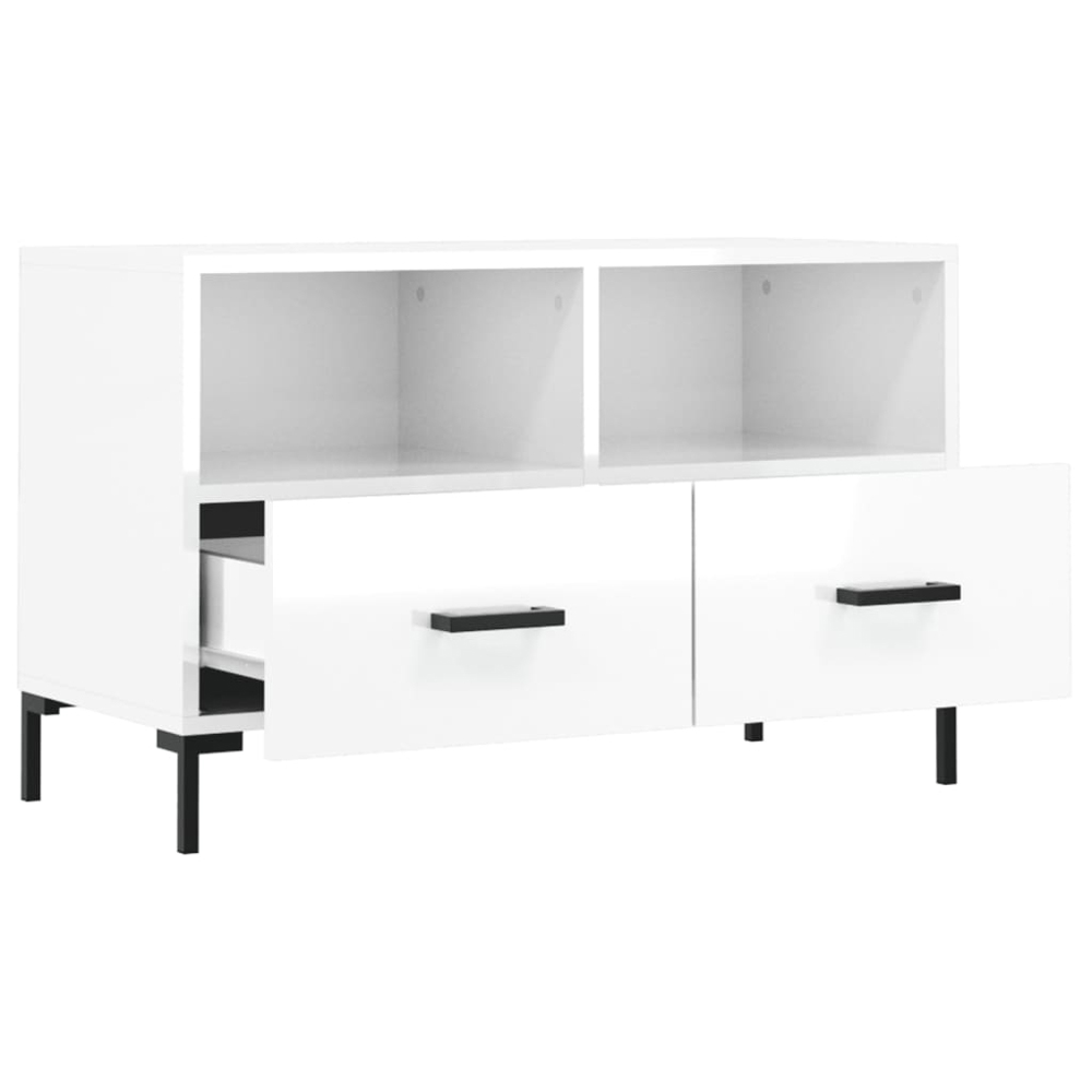vidaXL 2 Drawer 2 Shelf High Gloss White TV Cabinet Image 6