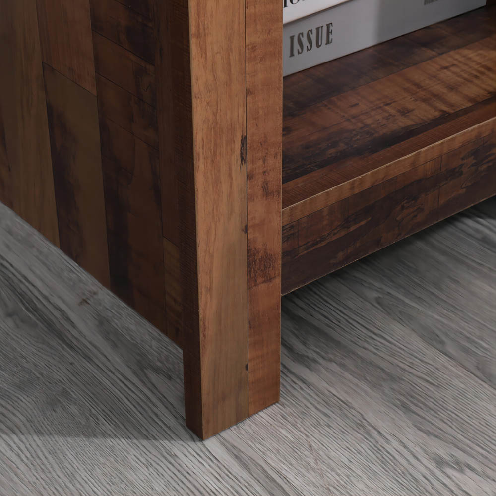 FurnitureHMD Single Shelf Industrial Style Wooden Side Table Image 4