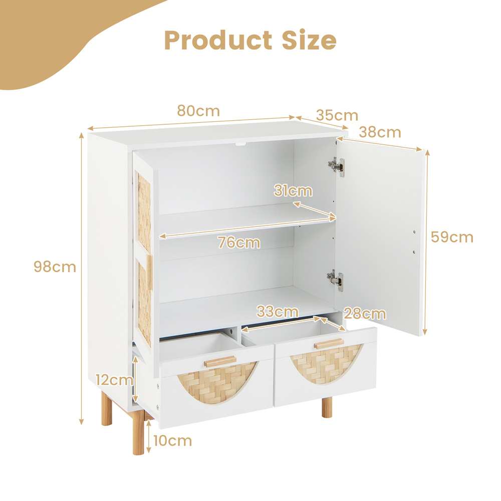 Costway 2 Door 2 Drawer White Sideboard Image 9
