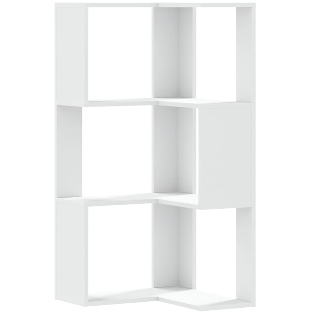 vidaXL 3 Shelf White Corner Bookcase Image 2