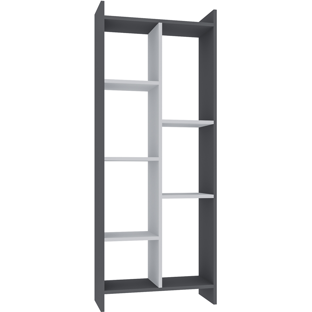 Decorotika Eden 7 Shelf Anthracite and White Freestanding Bookcase Image 2