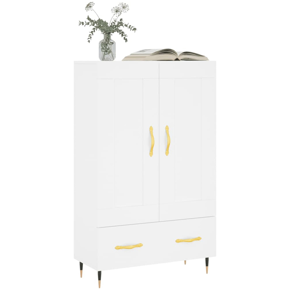 vidaXL 2 Door Single Drawer White Highboard with Gold Handles Image 3