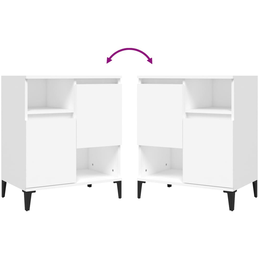 vidaXL 2 Door 2 Shelf White Sideboard Set of 2 Image 6