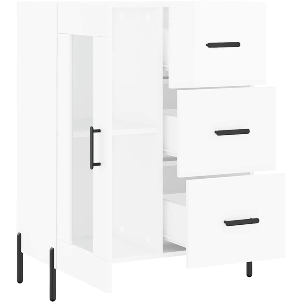 vidaXL Single Door 3 Drawer High Gloss White Sideboard Image 6