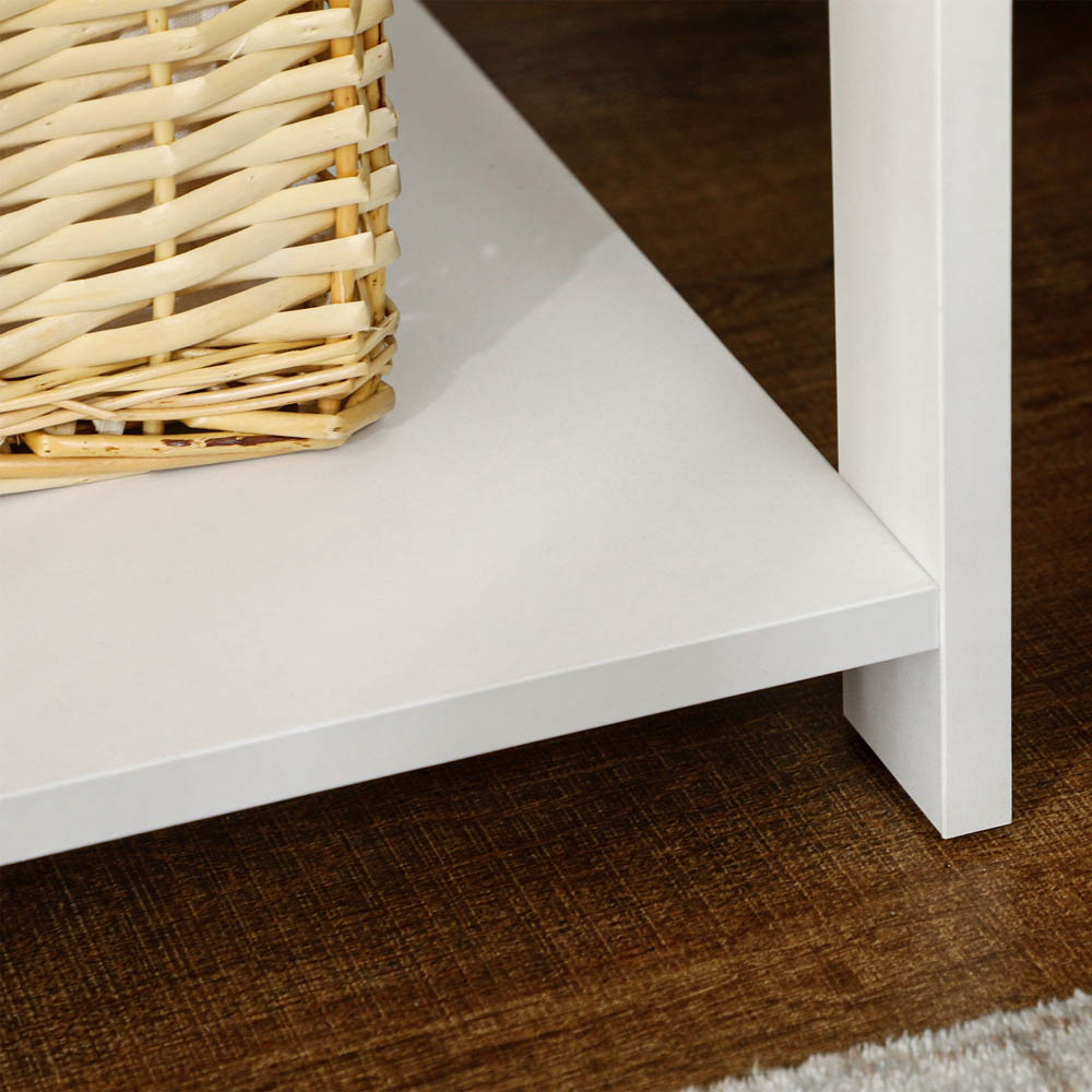 Portland Single Drawer and Bottom Shelf White Bedside Table Image 3