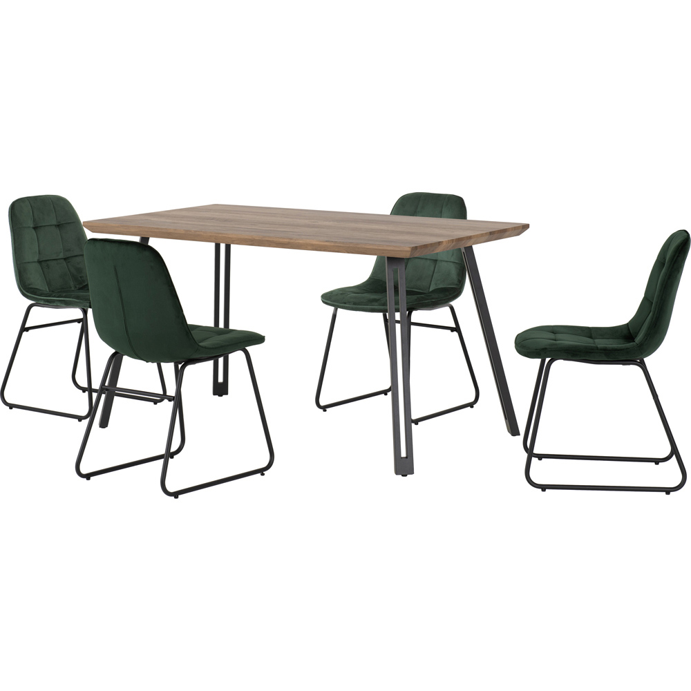Seconique Quebec Medium Oak Effect 4 Seater Lukas Dining Set Emerald Green Image 2