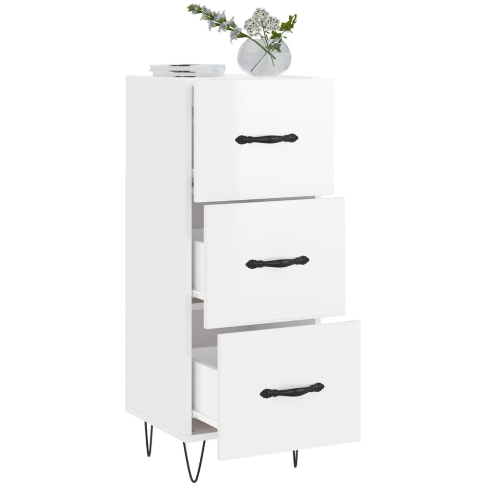 vidaXL 3 Drawer High Gloss White Sideboard Image 4