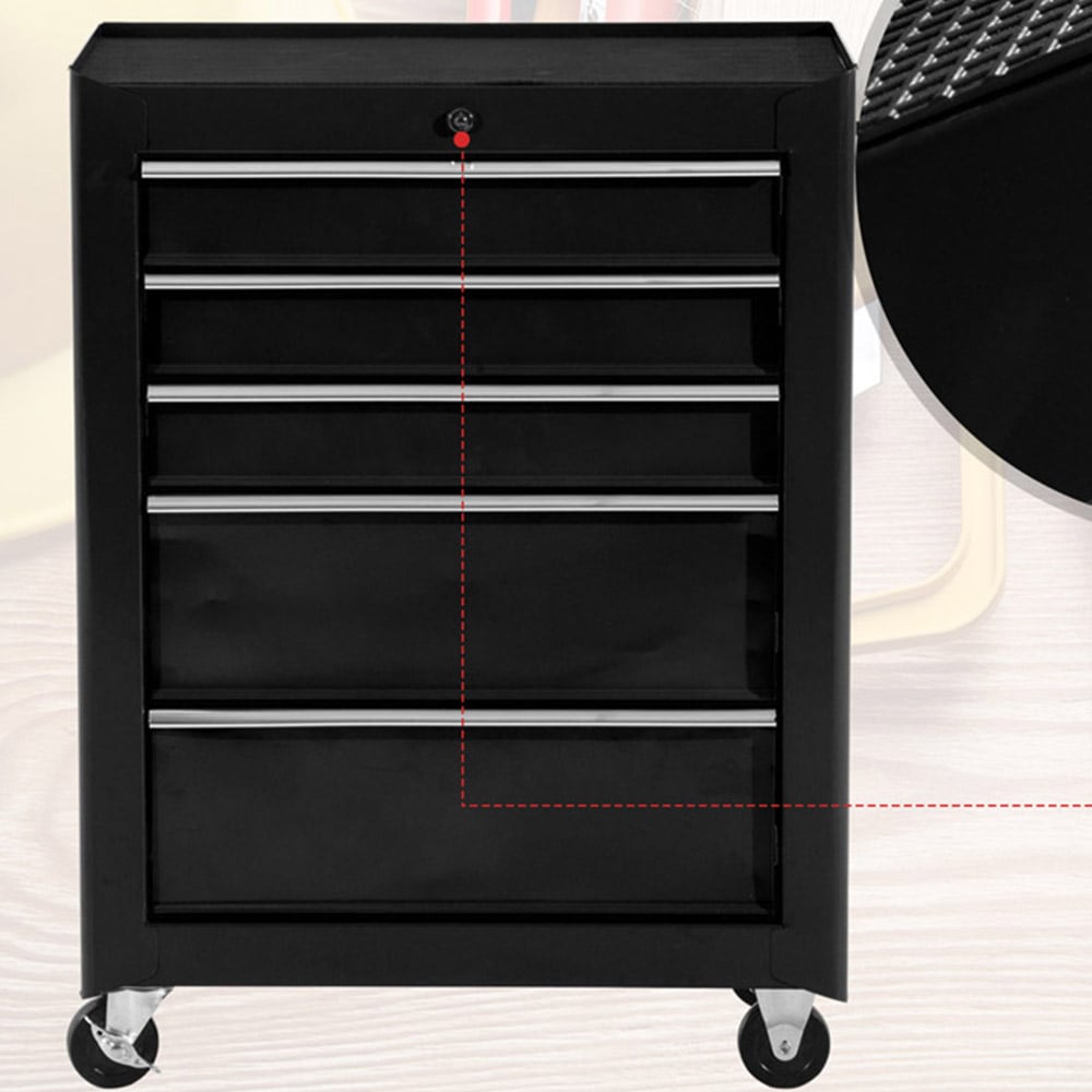 HOMCOM 5 Drawer Rolling Storage Tool Cabinet Image 4