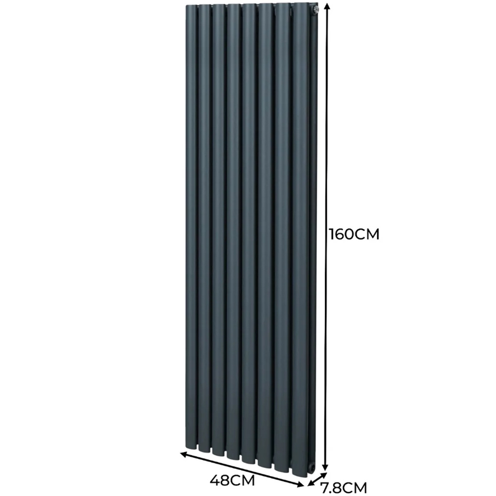 Monster Shop 5593BTU Anthracite Grey Oval Column Radiator and Valves 1600 x 480mm Image 6