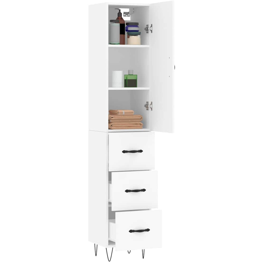 vidaXL Single Door 3 Drawer White Highboard Image 3