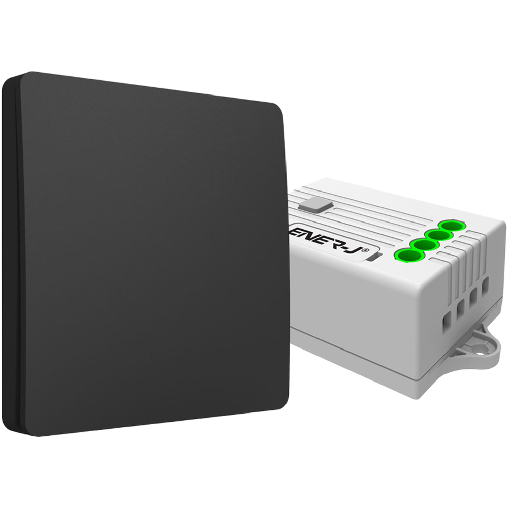 ENER-J 1 Gang Black Wireless Non Dimmable Kinetic Switch Kit Image 1