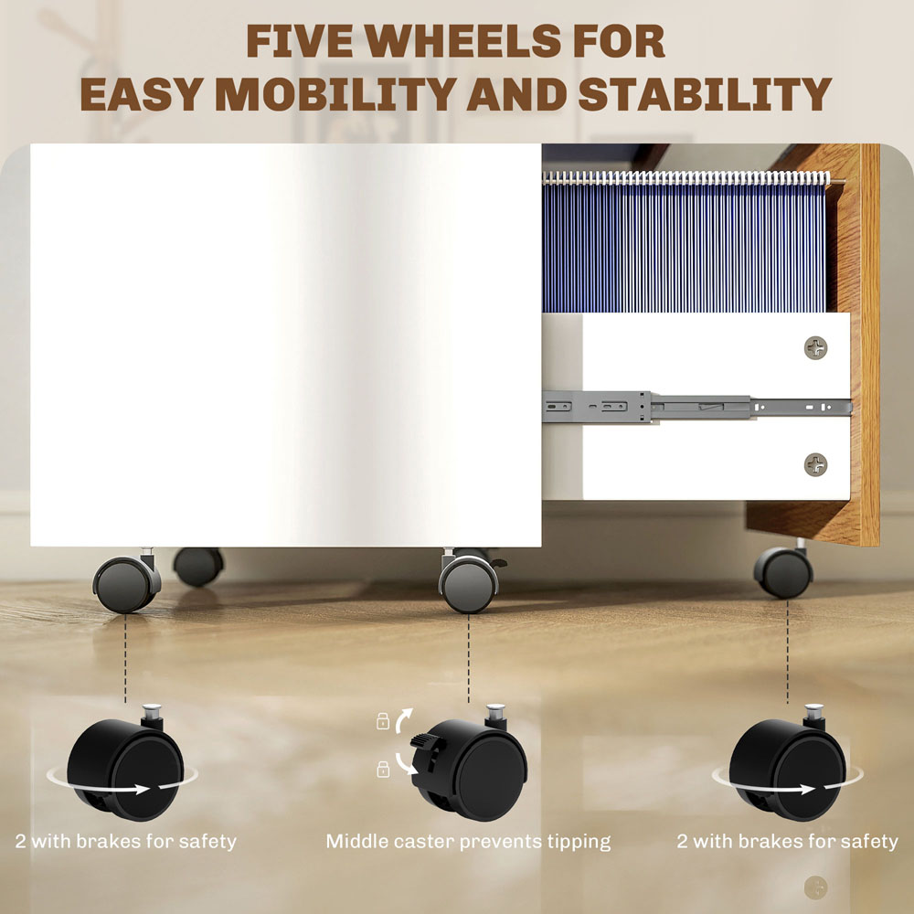 HOMCOM 2 Drawer Filing Cabinet with Adjustable Hanging Bars Image 7