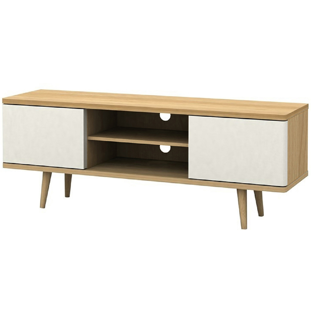 Loft24 Alandra 2 Door 2 Shelf White Oak TV Stand Image 2