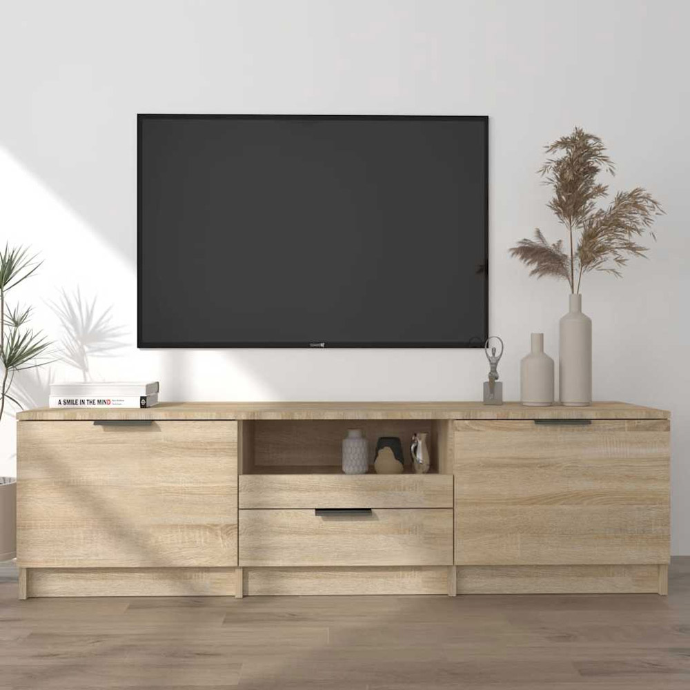 vidaXL 2 Door Single Drawer Single Shelf Sonoma Oak TV Cabinet Image 4